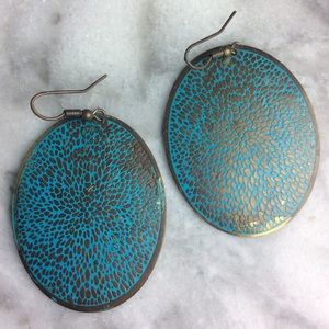 Cool Turquoise & Gold Earrings